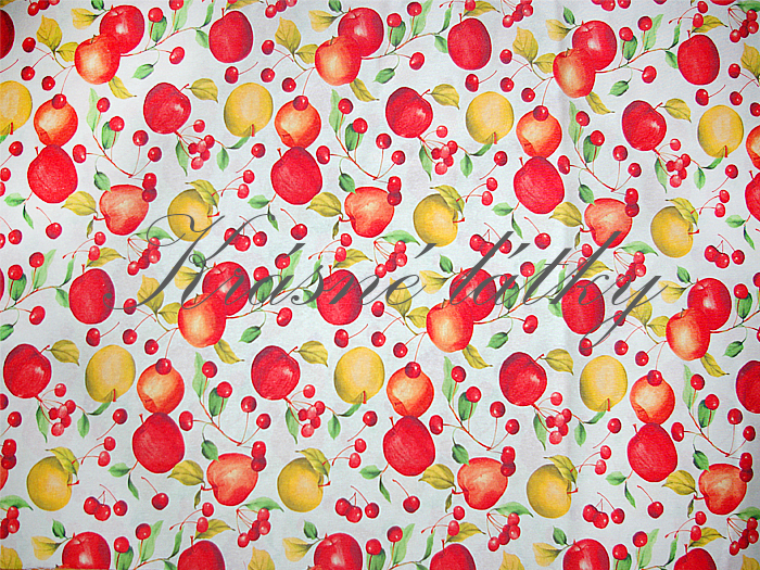 Jablka a třešně - 60% bavlna, 40% polyester, š. 280 cm, 180 g/m2, dětské látky metráž