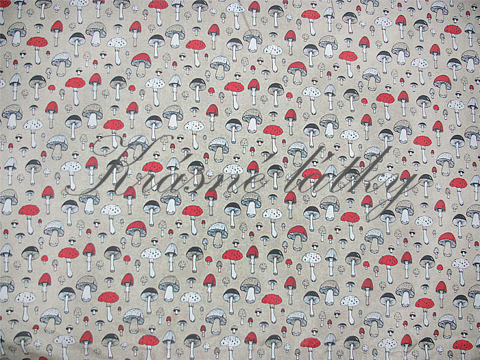 Houby - 60% bavlna, 40% polyester, š. 280 cm, 180 g/m2, dětské látky metráž