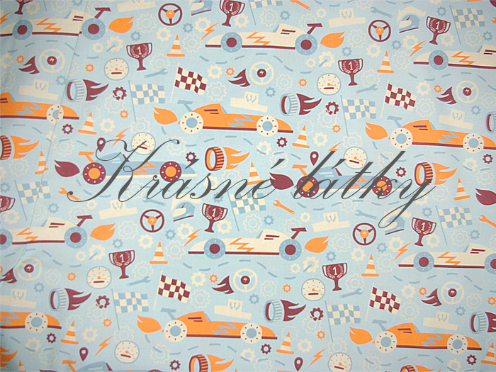 Retro auta - 100% bavlna, š. 160 cm, 150 g/m2