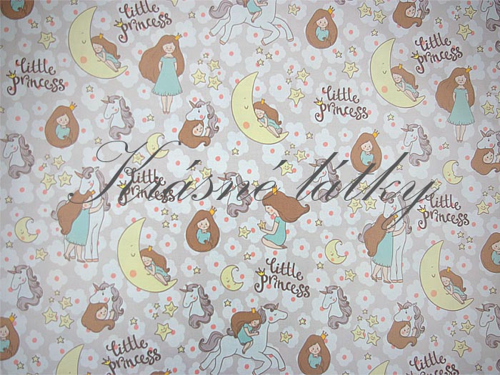 Dětská pohádková látka Little Princess - 100% bavlna, š. 160 cm, 150 g/m2