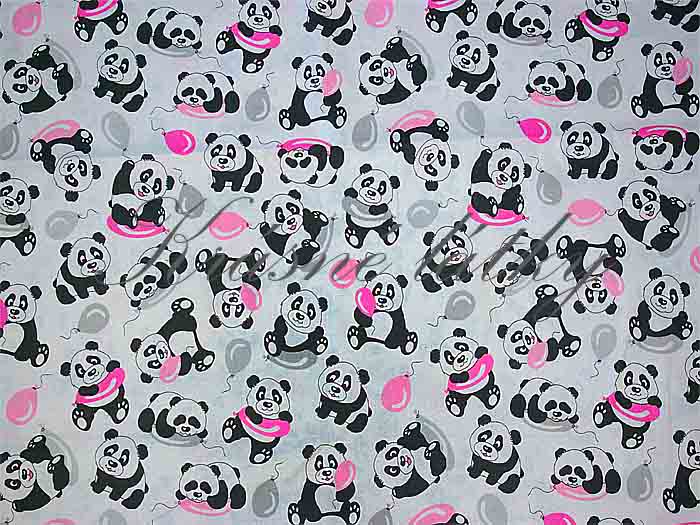 Dětská látka vzor zvířátka Panda- 100% bavlna - plátno, š. 160 cm, 130 g/m2