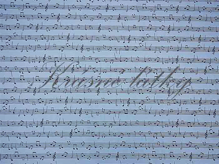 Bavlněná látka modré noty v metráži - 100% bavlna, š. 160 cm, 120 g/m2, látky metráž