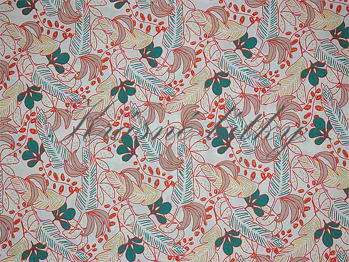 Bavlněná látka retro lístky - 100% bavlna, š. 150 cm, 115 g/m2, látky metráž