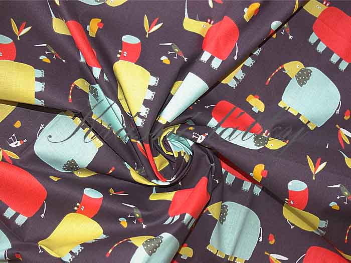 Bavlněné plátno s dětským vzorem, vzor barevná zvířátka - 100% bavlna, š. 150 cm, 115 g/m2, látky metráž