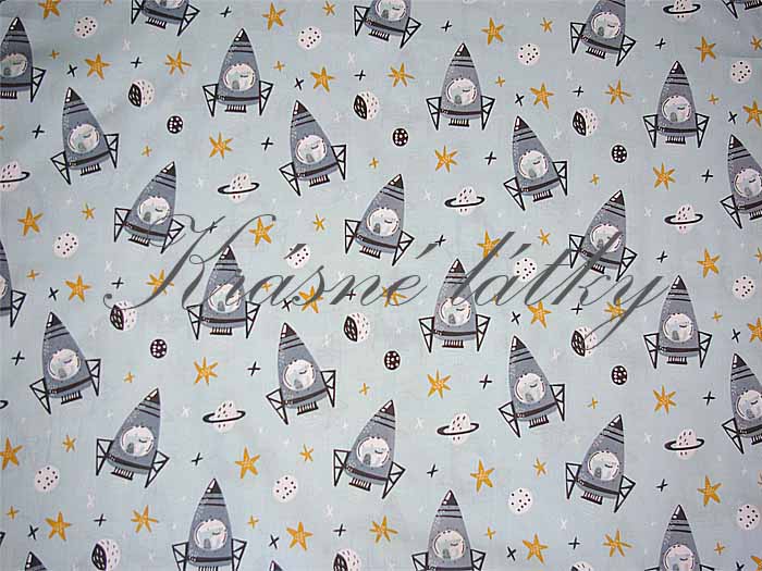 Bavlna vesmírná raketa - 100% bavlna, š. 160 cm, 130 g/m2, látky metráž