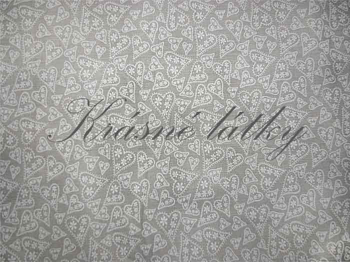 Bavlna látka srdíčka šedá - 100% bavlna, š. 140 cm, 130 g/m2, látky metráž