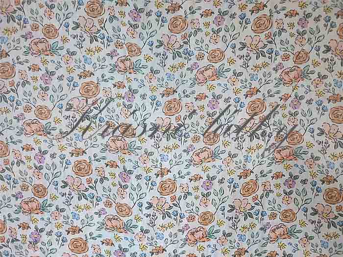 100% bavlněná mušelínová látka kytičky, gázovina  – mušelín – vzorované látky – metráž