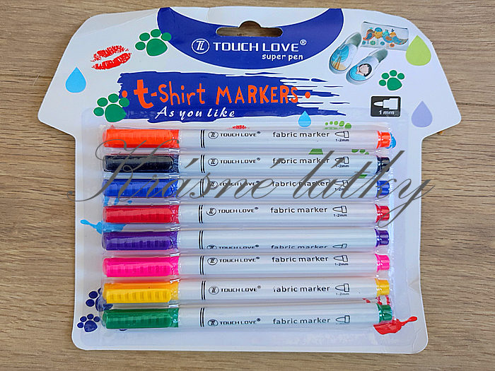 Barevné fixy na textil – sada 8 ks s tenkým hrotem