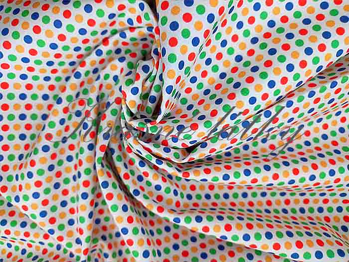 Bavlna puntíky mix, dětské látky metráž