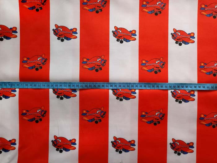 Bavlna Letadla červená, dětské látky metráž
