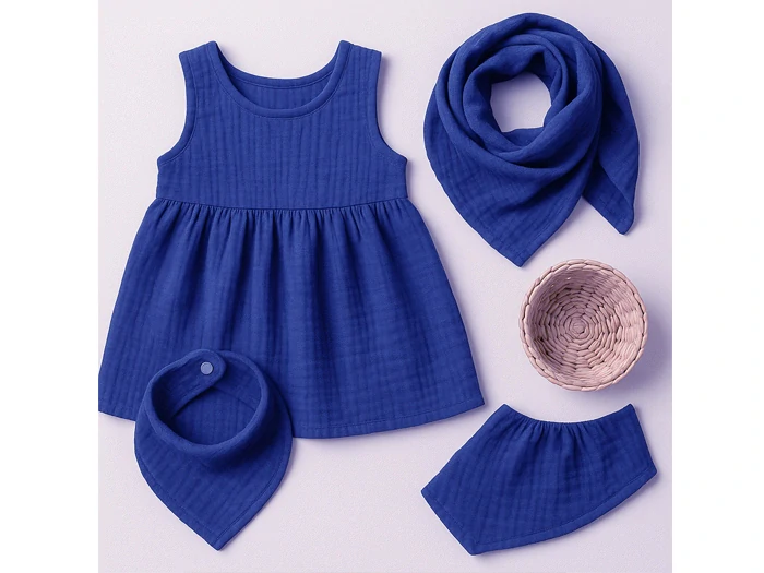 Mušelínová látka, gázovina tmavě modrá indigo – mušelín – látky – metráž