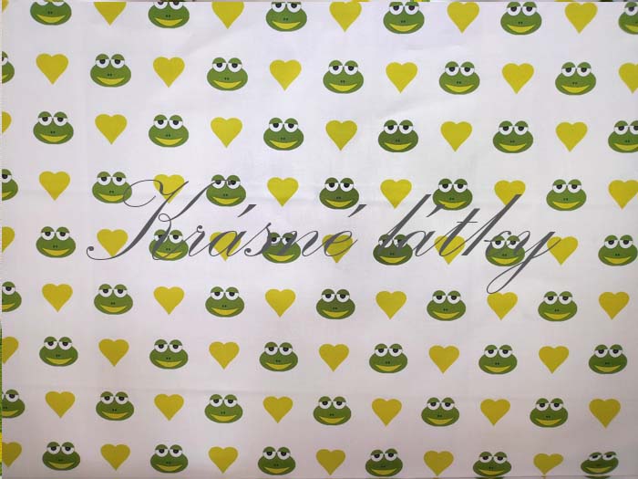Bavlna žabička se srdíčkem, dětské látky v metráži