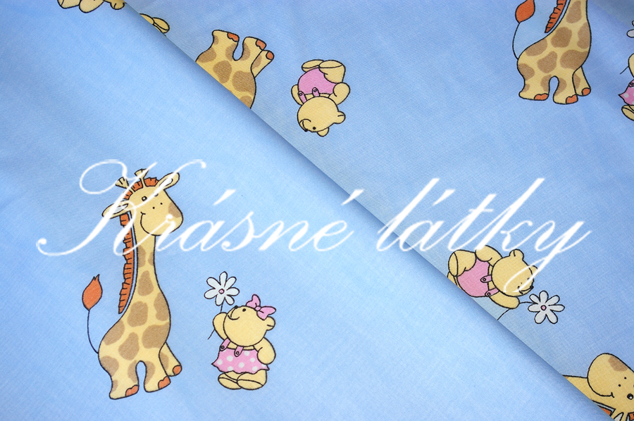 Žirafa modrá - 100% BA hebké plátno - široká možnost použití