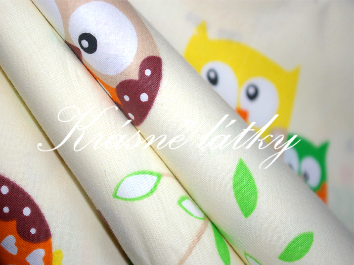 Sovy- š.160 cm 100% bavlna v pestrých b. na dětské výrobky a dekoraci 