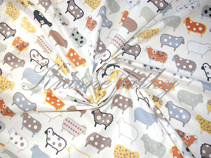 Ovečky - velmi pěkný vzor a materiál/bytový textil, hladké plátno