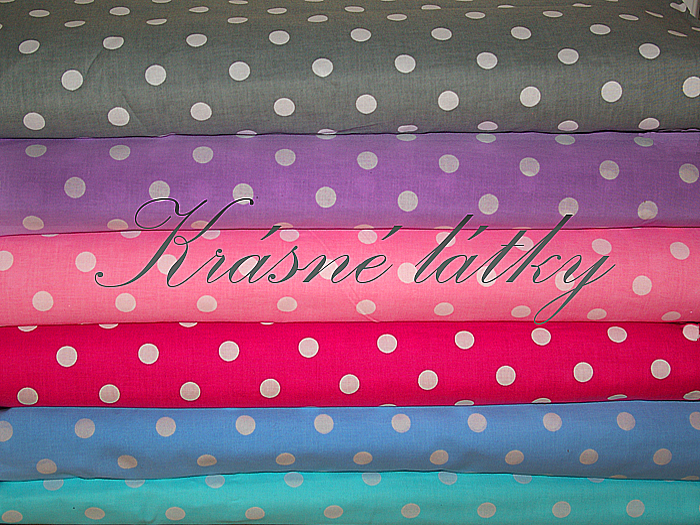 Bílé puntíky 1,7 cm černý podklad - 100% bavlna,  š. 150 cm, 130 g/m2