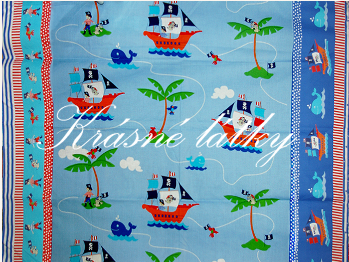 Pirátská loď, papoušek, pejsek, piráti š. 160cm