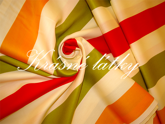 Pruhy zelený oranžový, červený - šíře 240 cm Top kvalita!!