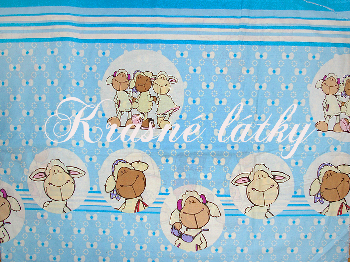 Vyprodáno Ovečky v modrém provedení -  krásná látka např. na dětské povlečení