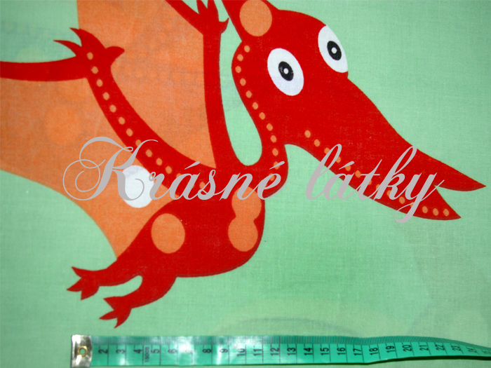 Dinosauři 100% bavlna š. 160cm zelený podklad