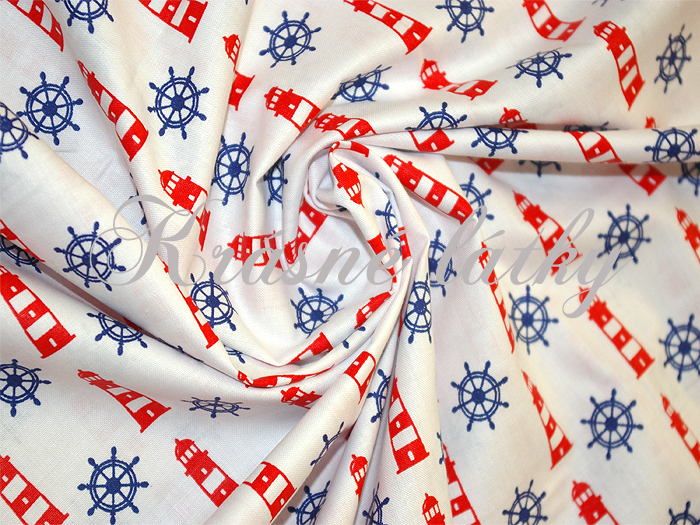 Maják, kormidlo - 100% bavlna,  š. 160 cm, 130 g/m2