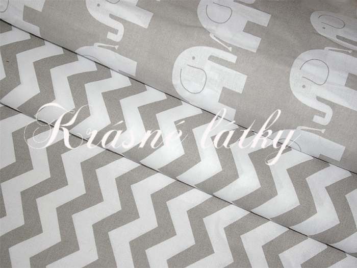 Sloni 100% bavlna š.160cm,slůňata šedá