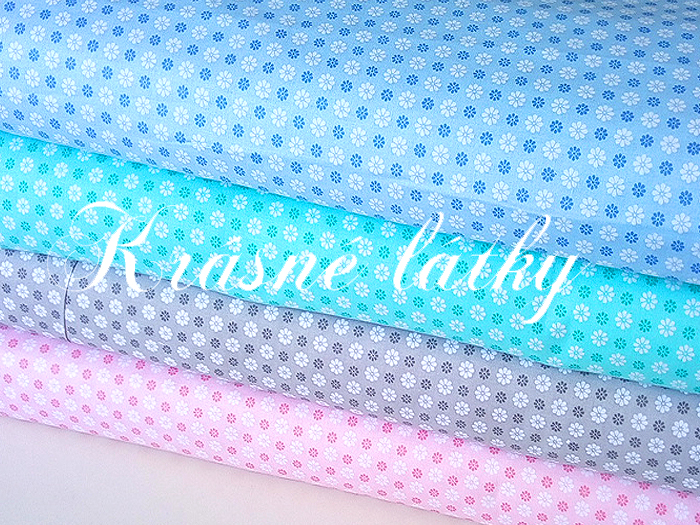 Drobná kytička, 100% bavlna, světle růžový podklad, šíře 140cm