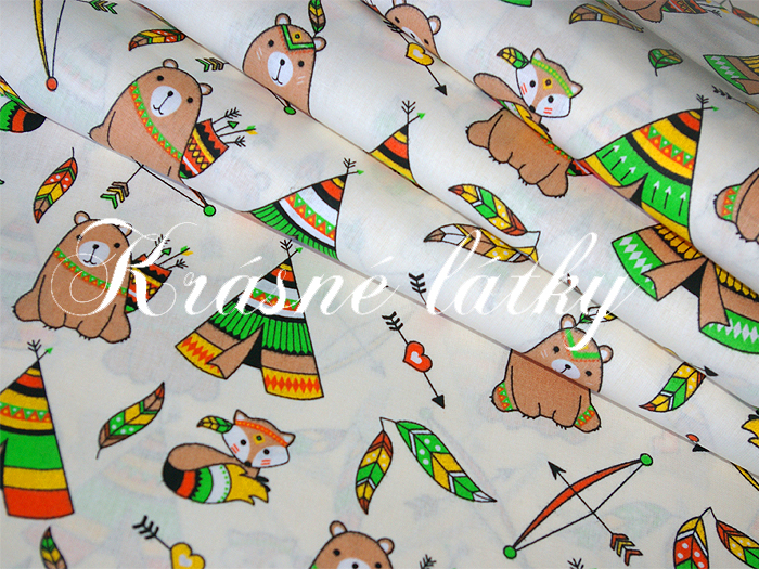 Tepee týpí bavlněná metráž - 100% bavlna, š. 160 cm , 130 g/m2