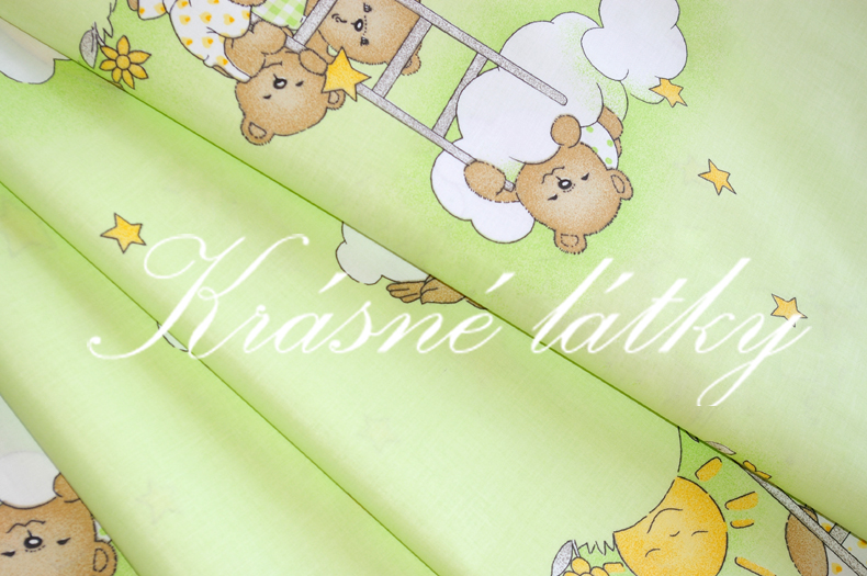 Medvídek zelený, příjemné bavlněné plátno na dětské povlečen