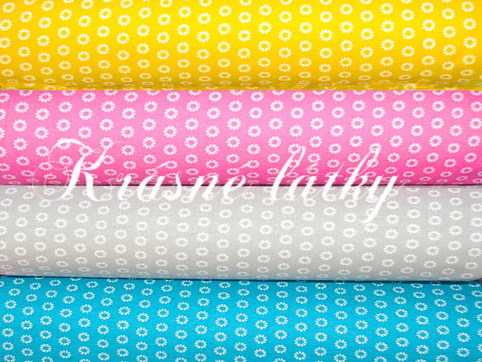 Sedmikrásky tyrkysové - 100 % bavlna, š. 160 cm, 120 g/m2