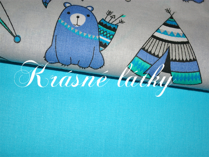 Tepee týpí bavlněná metráž ze 100% bavlny, š. 160cm, modré provedení