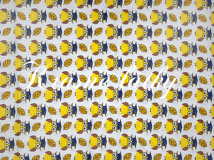 Sovy - 100% bavlna, š. 160 cm, v pestrých barvách, žlutohnědé provedení