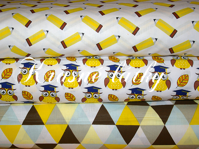 Zlaté písky, Trojúhelniky geo žluto šedé, bavlněná látka v šíři 160cm, 120g/m2