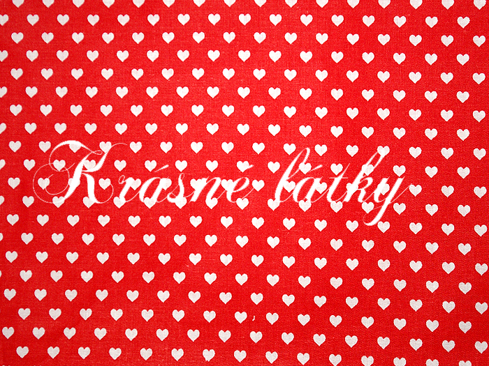 srdíčka, bavlněné látky - metráž š. 140cm, gramáž 135g/m2 červená