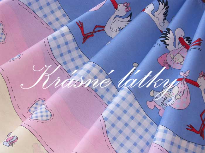 Čáp modrá - bavlněné plátno