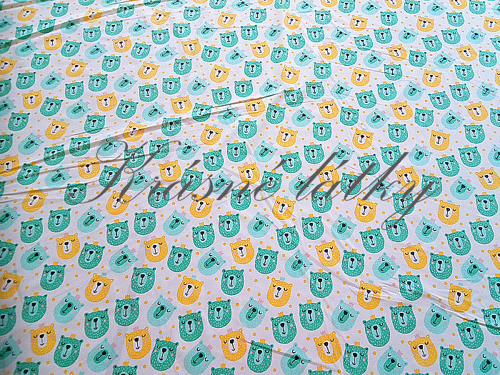 Medvědí hlavičky - 100% bavlna, š. 160 cm, 120 g/m2, bavlněné plátno 