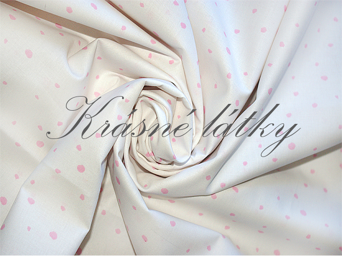 Kaňky, sněhově bílý podklad, - 100 % bavlna, š. 160 cm, 120 g/m2