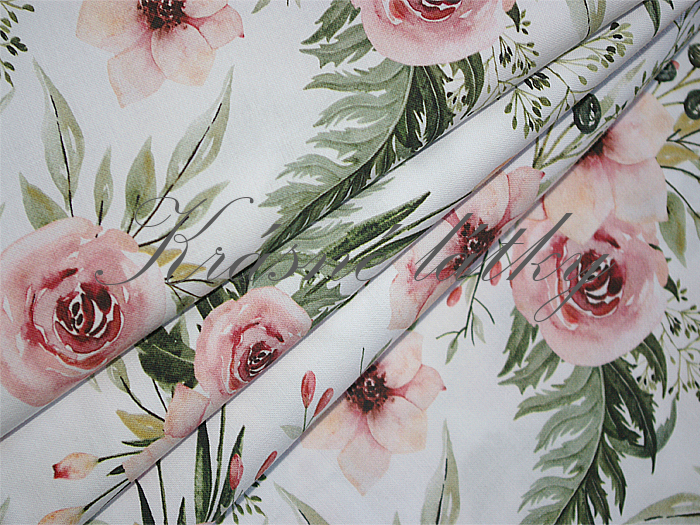 Divoká růže  - 100% bavlna, š. 160 cm bavlna, 130 g/m2