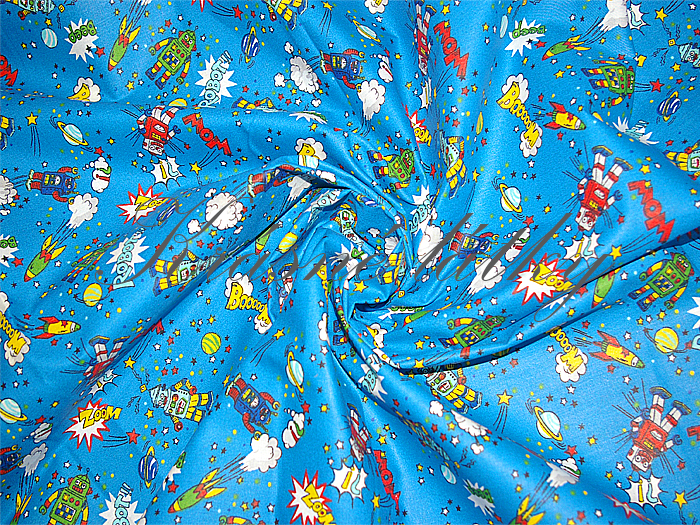 Vesmír, raketa, roboti, planety, hvězdy,ufo, atest pro děti do tří let 