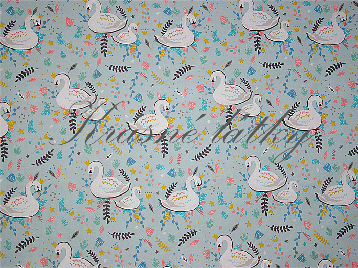 Labutě s korunkou - 100% bavlna, š. 160 cm, 150 g/m2