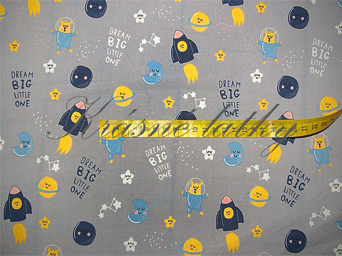 Raketa, vesmír, planety, souhvězdí - 100 % bavlna, š. 160 cm, 150 g/m2