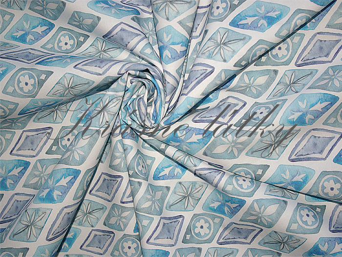 Modré ornamenty 2 - 100% bavlna, š. 160 cm, 150 g/m2