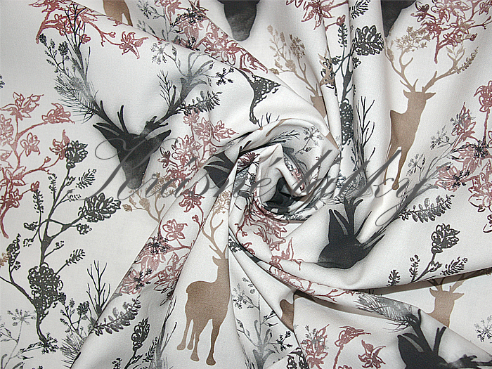 Jelen, paroží - 100% bavlna plátno, š. 160 cm, 150g/m2