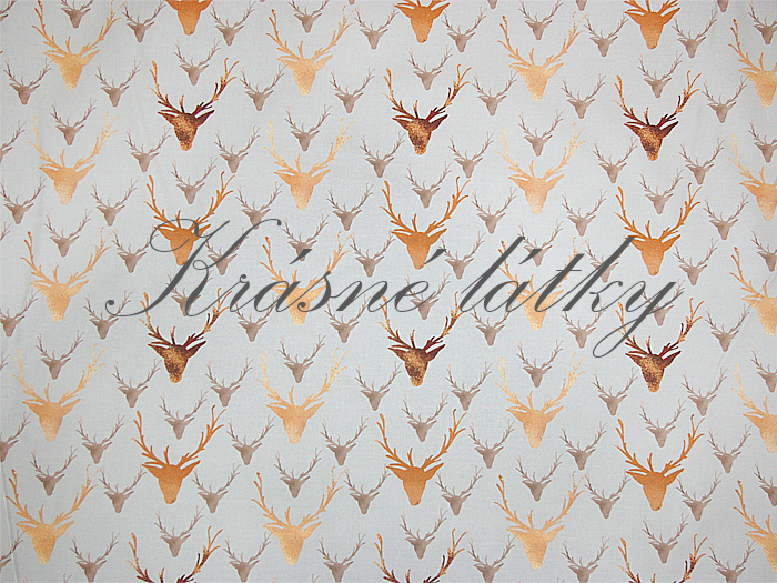 Jelen, zlaté paroží - 100% bavlna plátno, š. 160 cm, 150g/m2