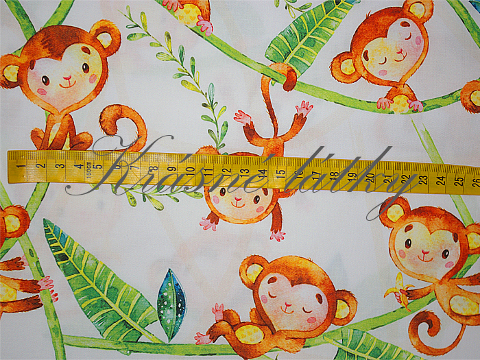 Opičky na liáně - 100% bavlna, š. 160 cm, 150 g/m2