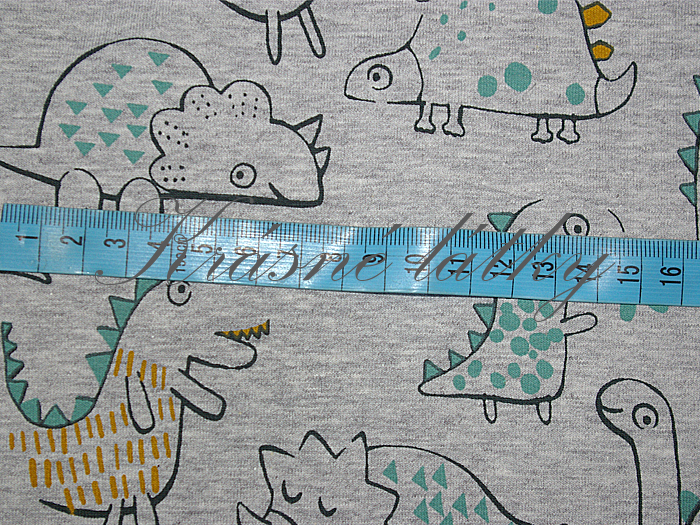 Dinosaurus - 95 % bavlna, 5 % elastan, š. 150 cm, 250 g/m2