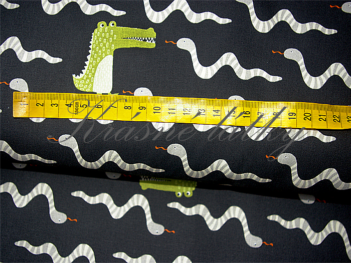Hadi, krokodýl - 100% bavlna, š. 160 cm, 140 g/m2