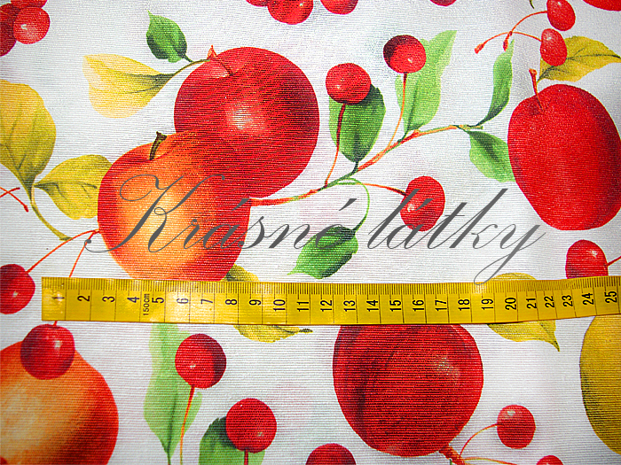 Jablka a třešně - 60% bavlna, 40% polyester, š. 280 cm, 180 g/m2, dětské látky metráž
