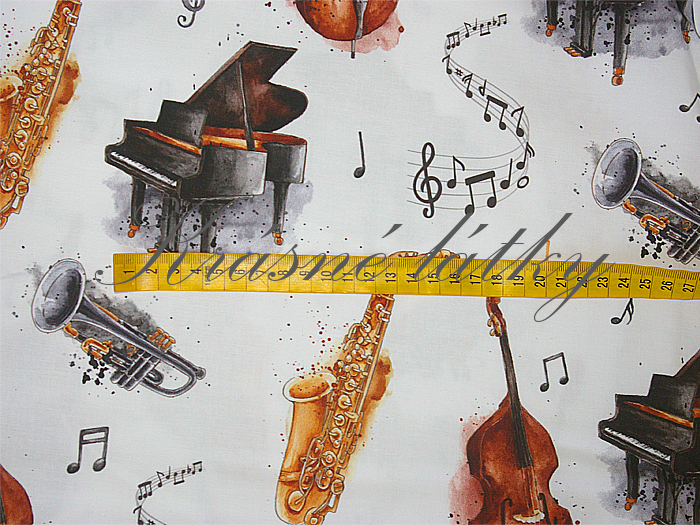 Hudební nástroje - 100% bavlna, 160 cm, 150 g/m2, plátno