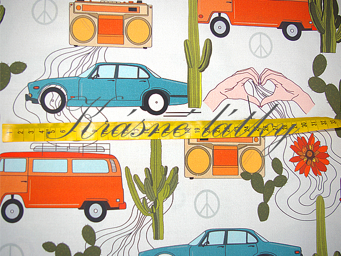 Retro auta - 100% bavlna, š. 160 cm, 150 g/m2